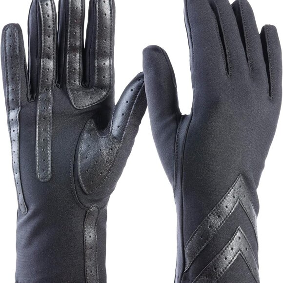 womens Spandex Touchscreen Cold Weather Gloves With Warm Fleece Lining and Chevr